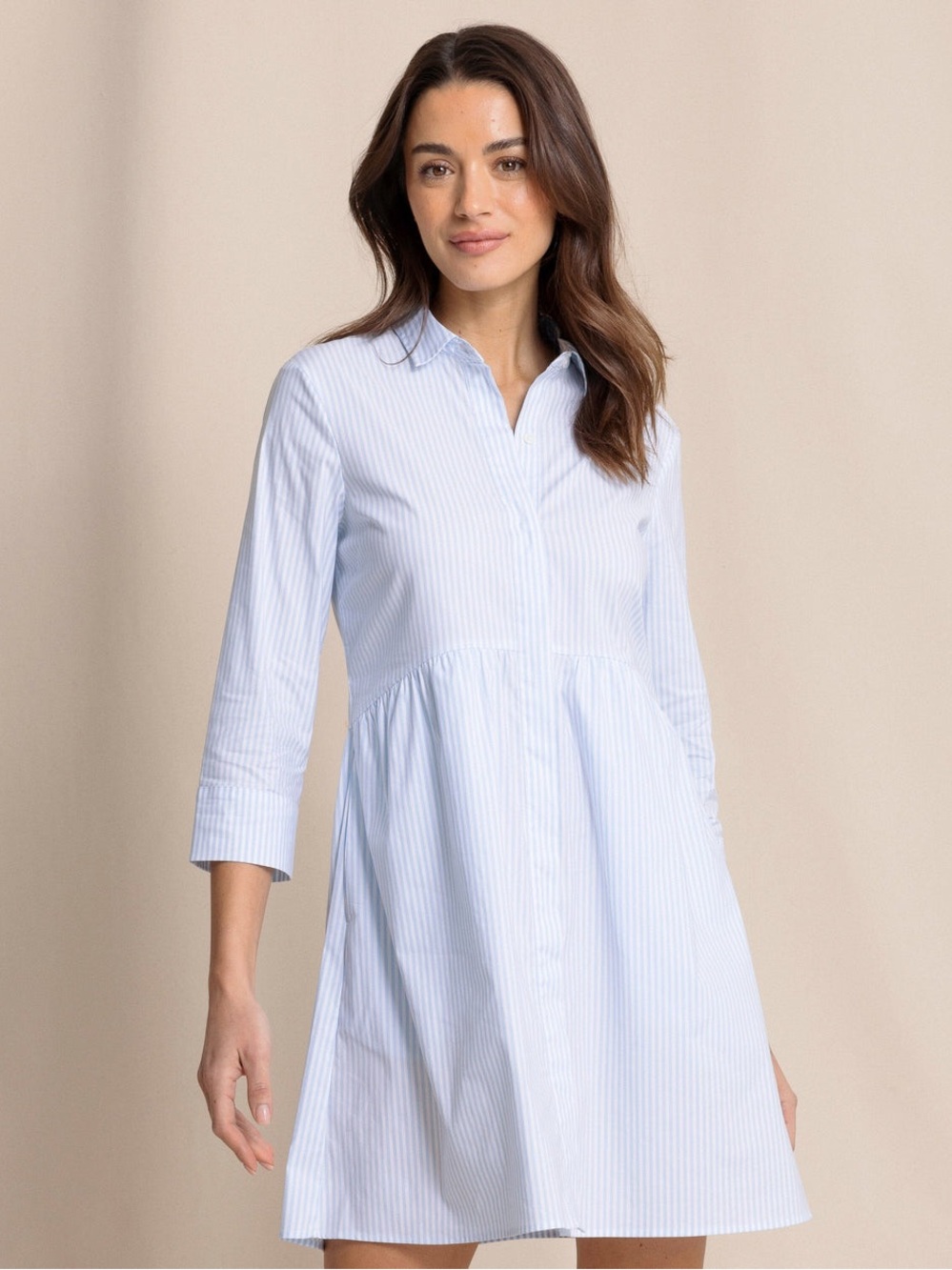 Southern Tide Cara brrr cerulean Blue and White Striped Button-Up Dress